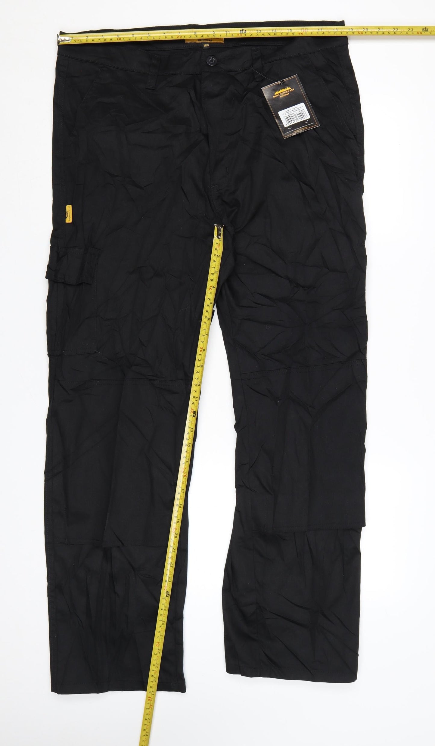 Iron Mountain Workwear Black Mens 38R Cargo Trousers Polyester Cotton