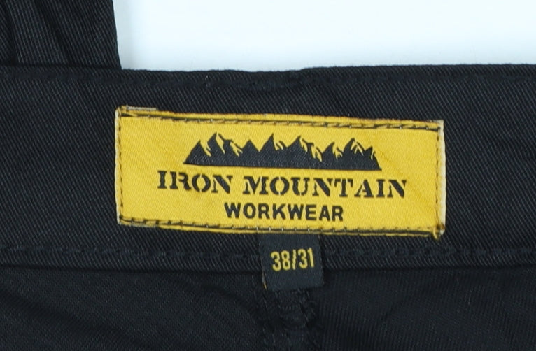 Iron Mountain Workwear Black Mens 38R Cargo Trousers Polyester Cotton