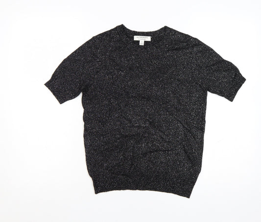 Marks and Spencer Autograph Women's Black Cashmere Blend Short Sleeve Jumper S
