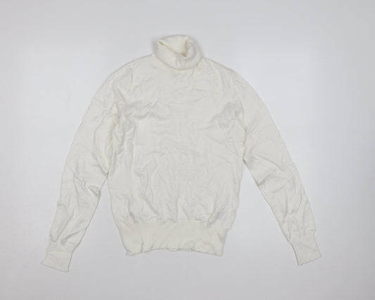 H&M Women Ivory Roll Neck Viscose Knit Jumper Size S