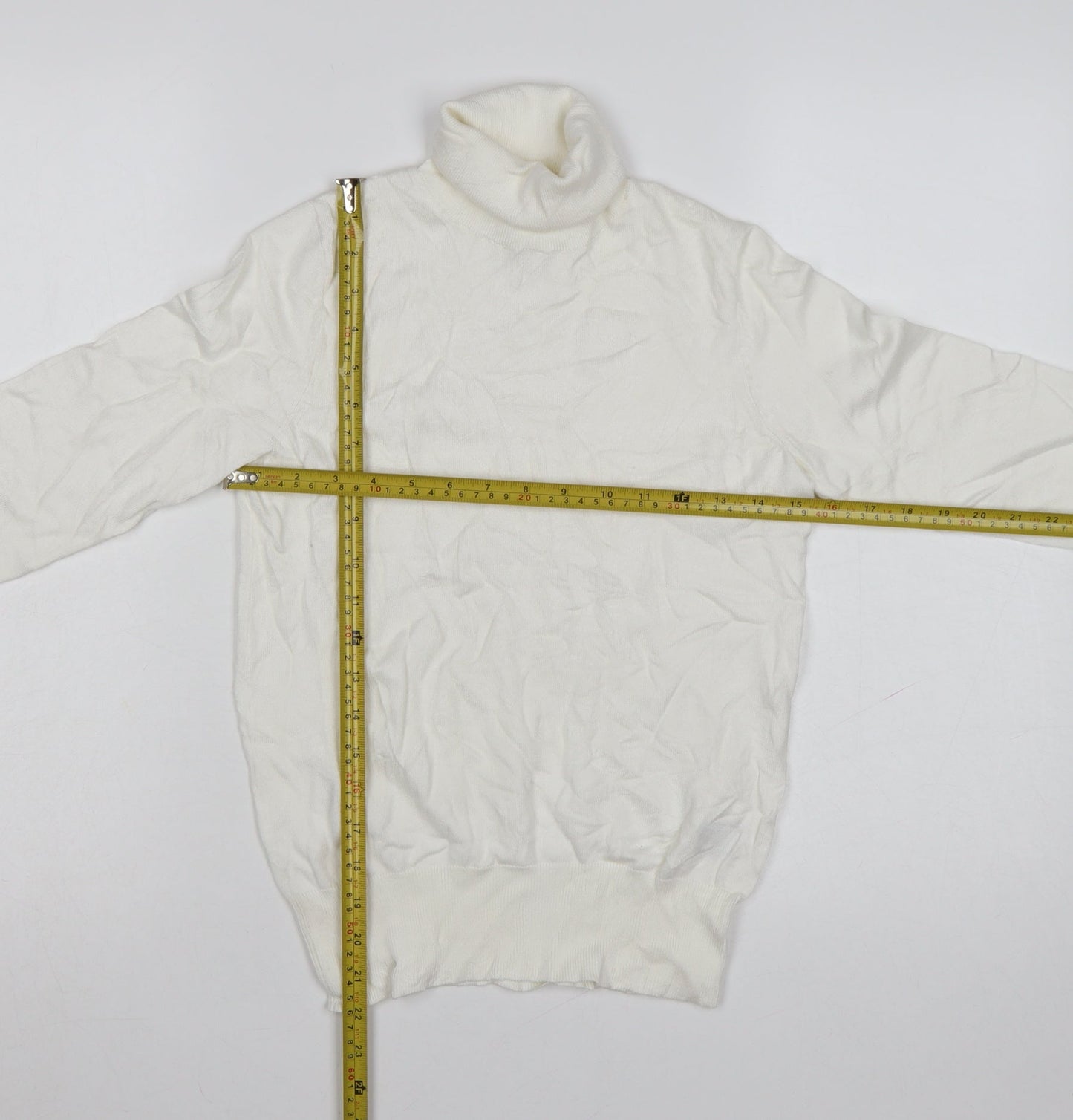 H&M Women Ivory Roll Neck Viscose Knit Jumper Size S