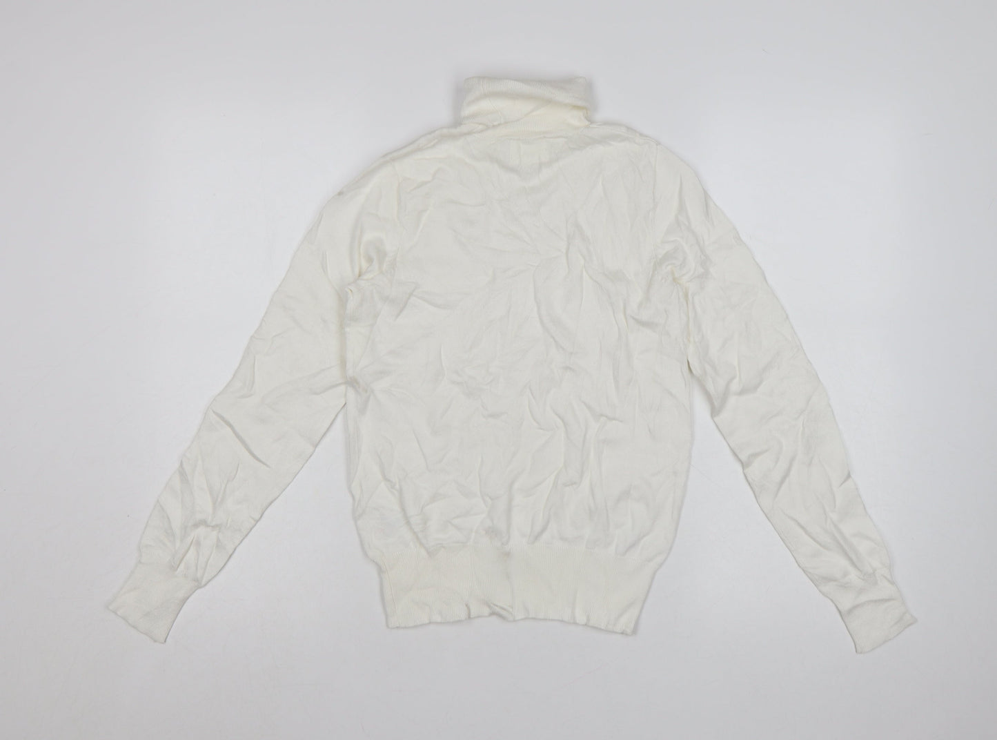 H&M Women Ivory Roll Neck Viscose Knit Jumper Size S