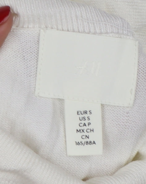 H&M Women Ivory Roll Neck Viscose Knit Jumper Size S