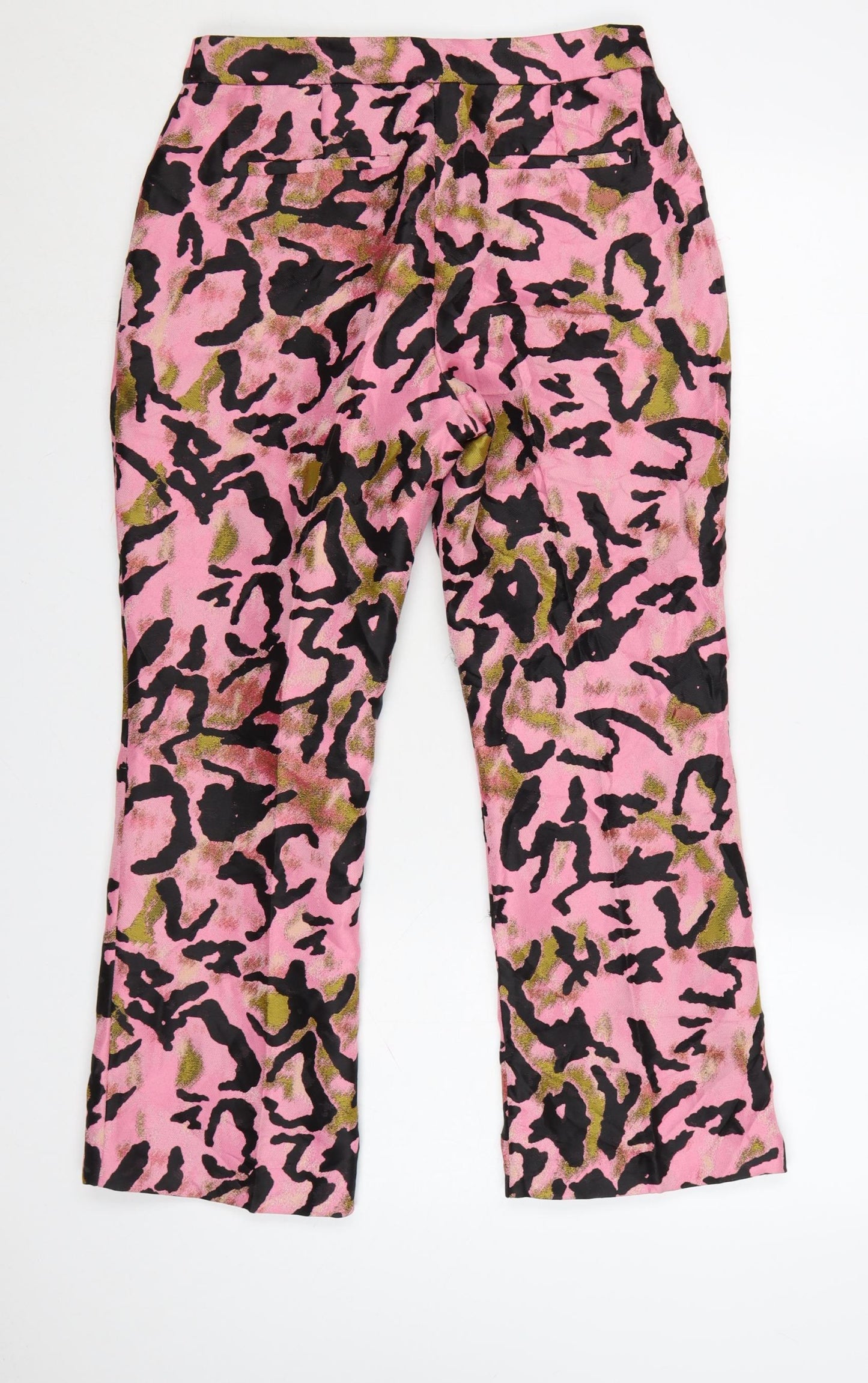 Topshop Womens Pink Animal Print Flared Trousers Size 10