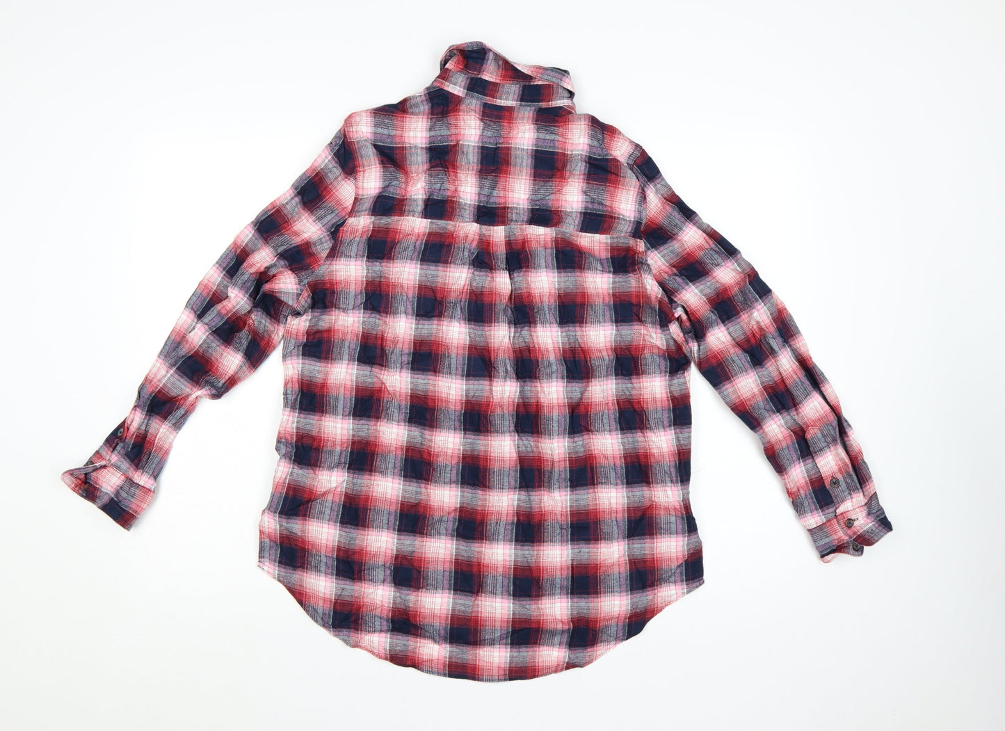 Marks and Spencer Women's Red Plaid Cotton Button-Up Shirt Size 12