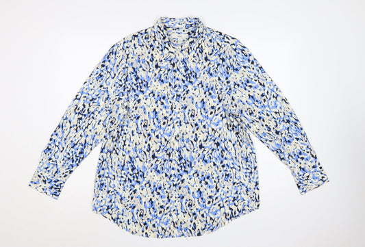 Marks and Spencer Women’s Blue Animal Print Button-Up Blouse Size 12
