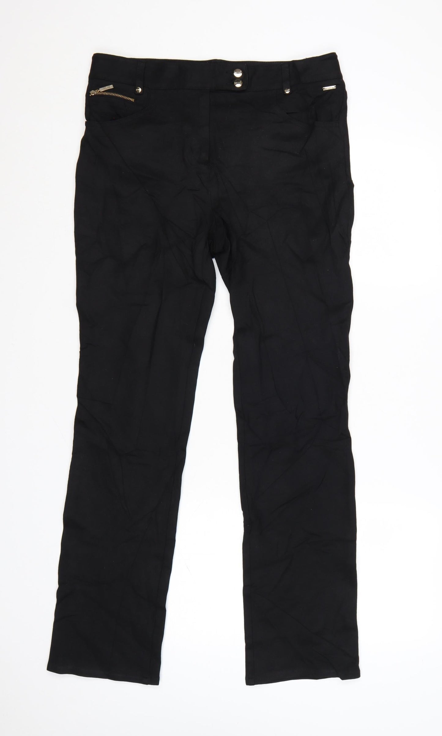 Marks and Spencer Per Una Women's Black Slim Straight Trousers Size 12 Long