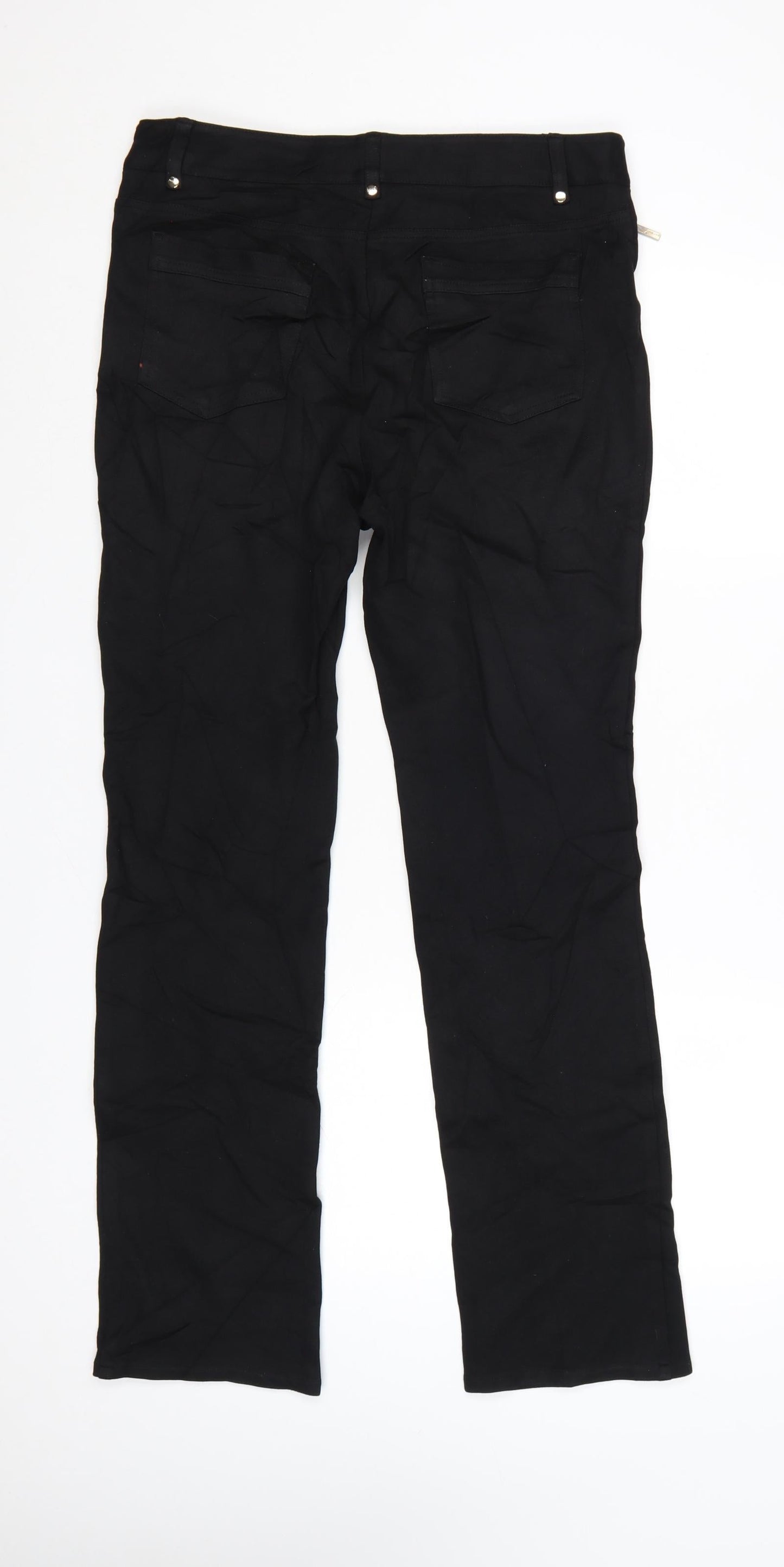 Marks and Spencer Per Una Women's Black Slim Straight Trousers Size 12 Long