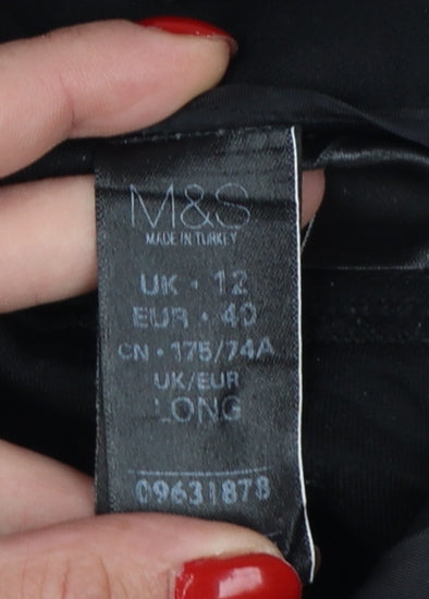 Marks and Spencer Per Una Women's Black Slim Straight Trousers Size 12 Long