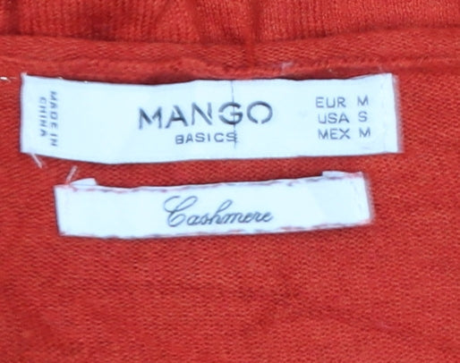 Mango Women Red V-Neck Long Sleeve Knit Cashmere Blend Jumper Size 12