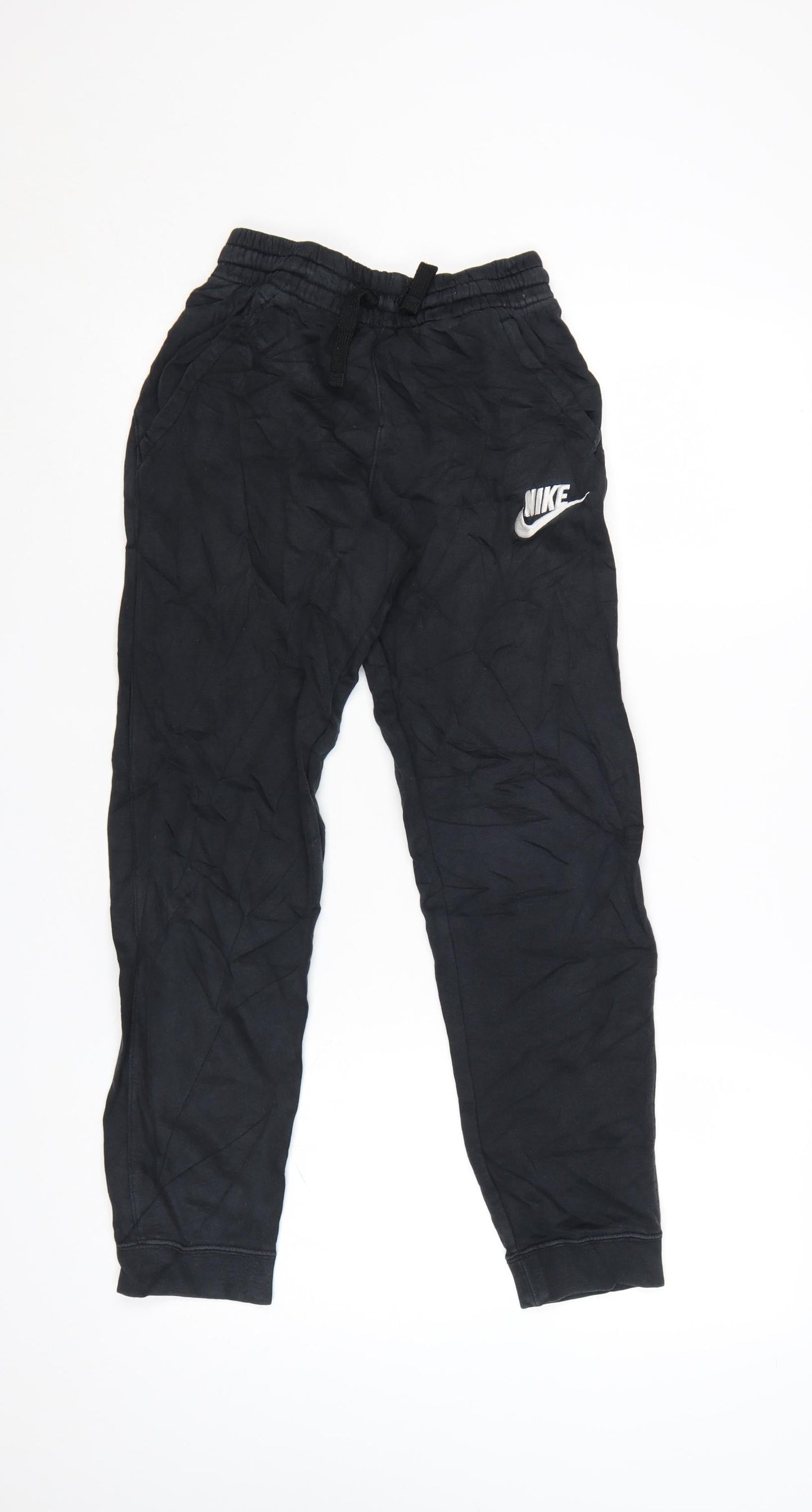 Nike Boys Black Jogger Trousers L 147-158cm Cotton Blend Sweatpants