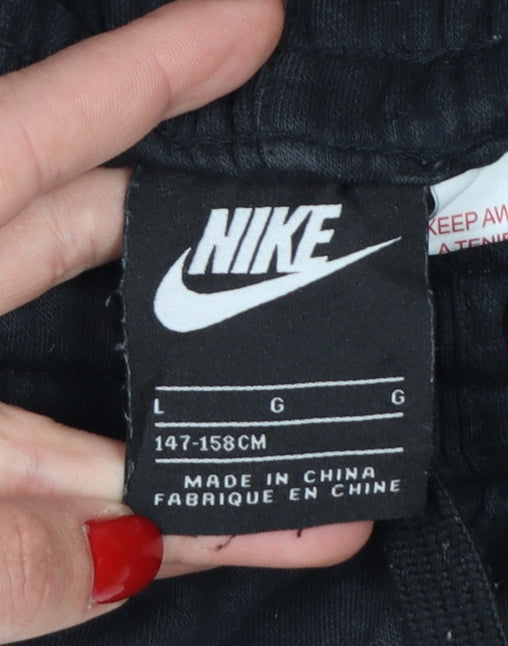Nike Boys Black Jogger Trousers L 147-158cm Cotton Blend Sweatpants