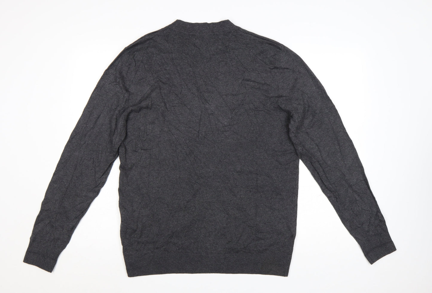Jack & Jones Men's Grey Cotton Blend V-Neck Cardigan L