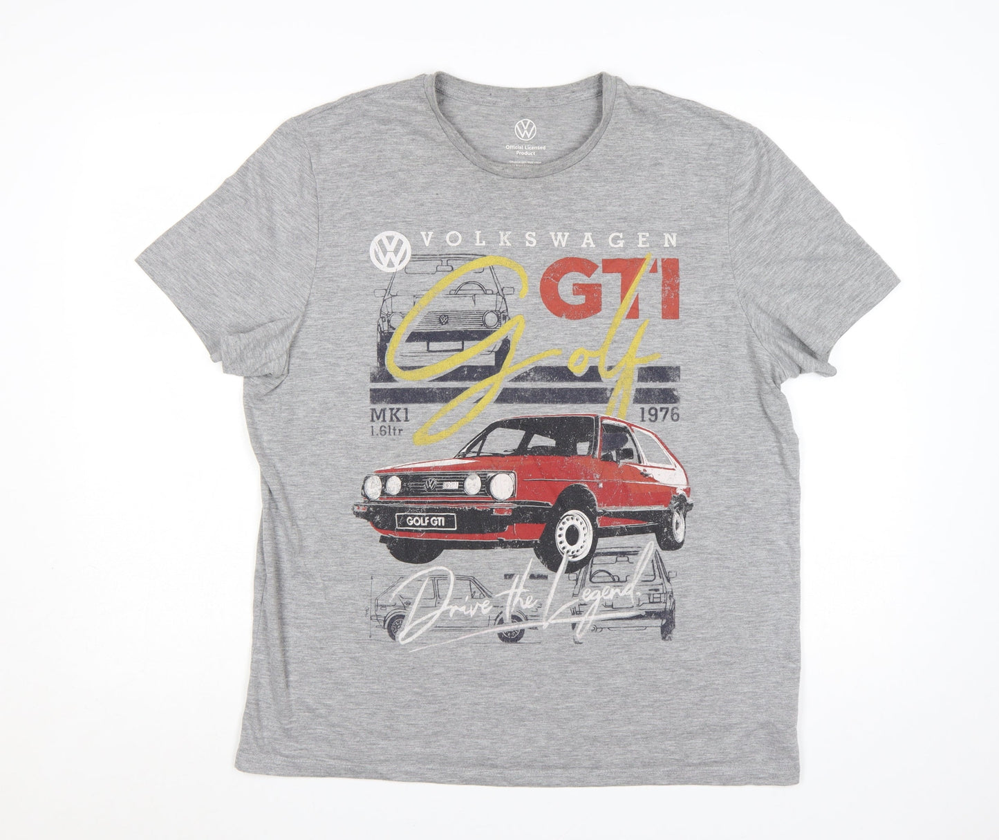 Volkswagen Men's Grey XL Graphic GTI Golf Retro Car T-Shirt