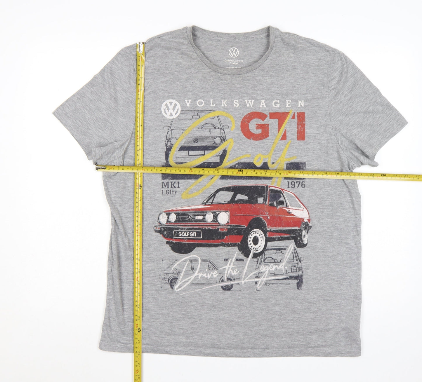Volkswagen Men's Grey XL Graphic GTI Golf Retro Car T-Shirt