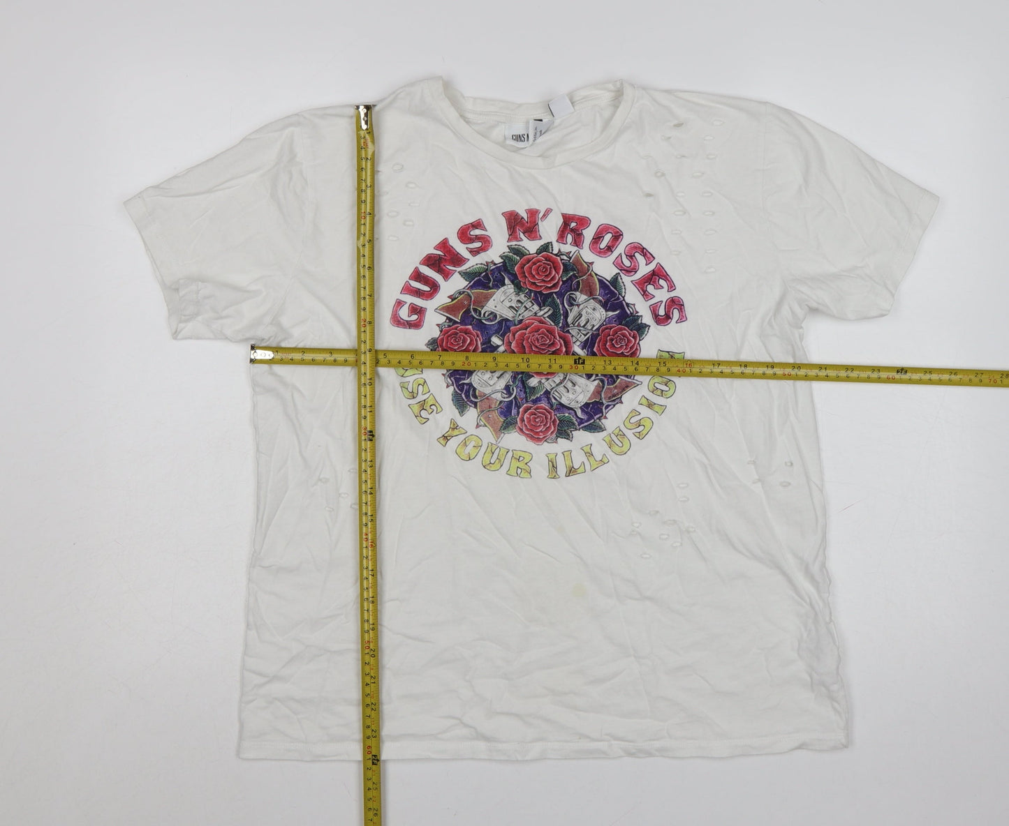 Atmosphere Womens White Guns N' Roses Band T-Shirt Size 16 Cotton