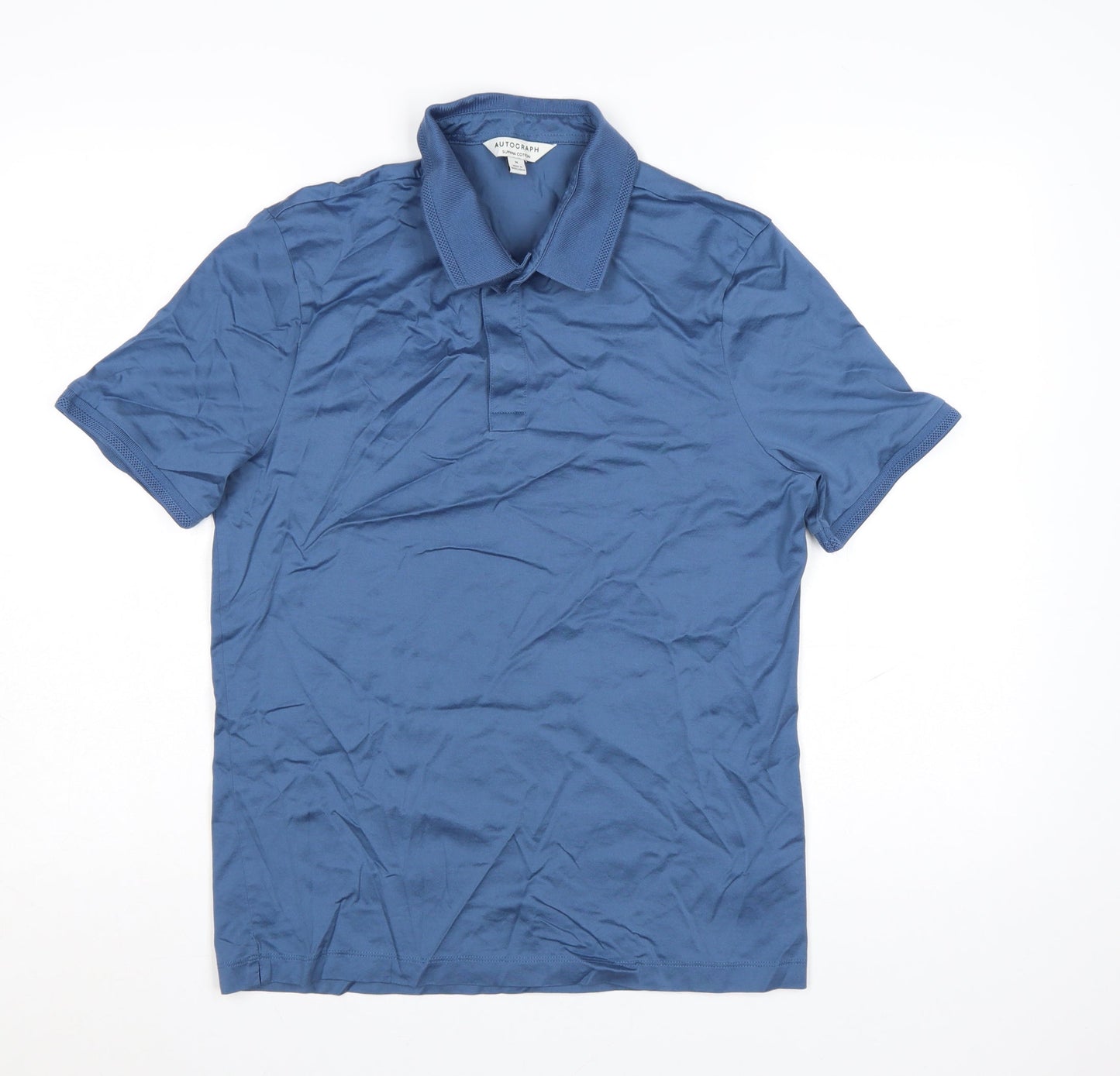Marks and Spencer Autograph Men's Blue Supima Cotton Polo Shirt M