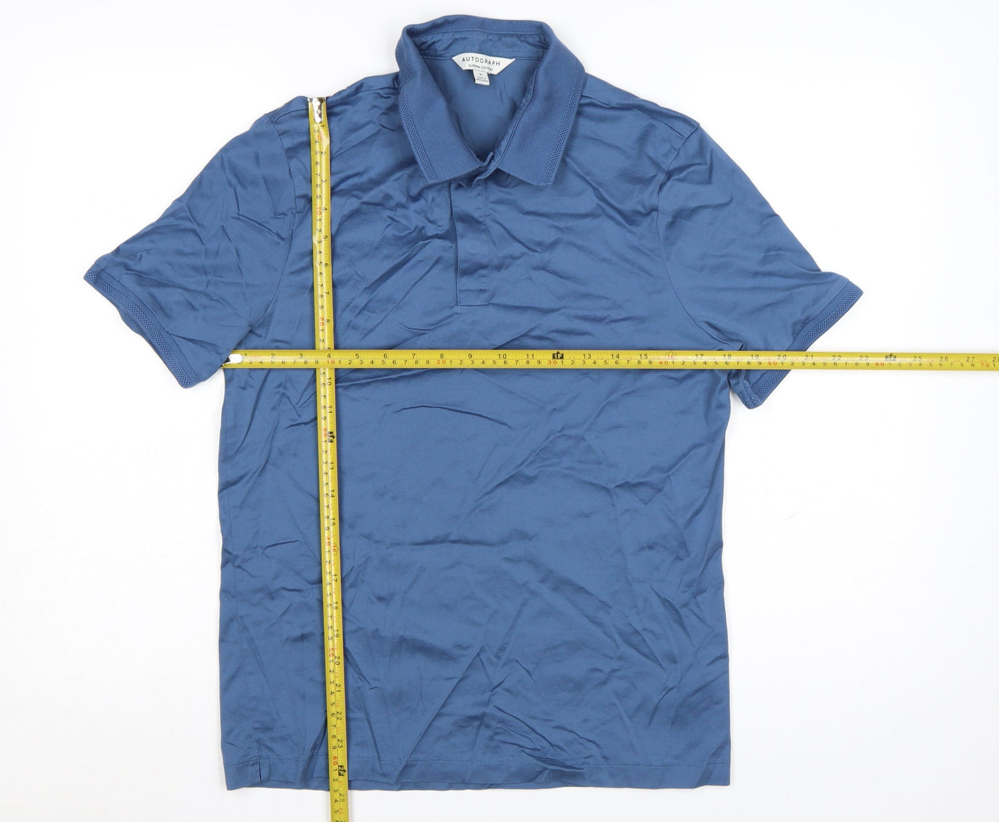 Marks and Spencer Autograph Men's Blue Supima Cotton Polo Shirt M