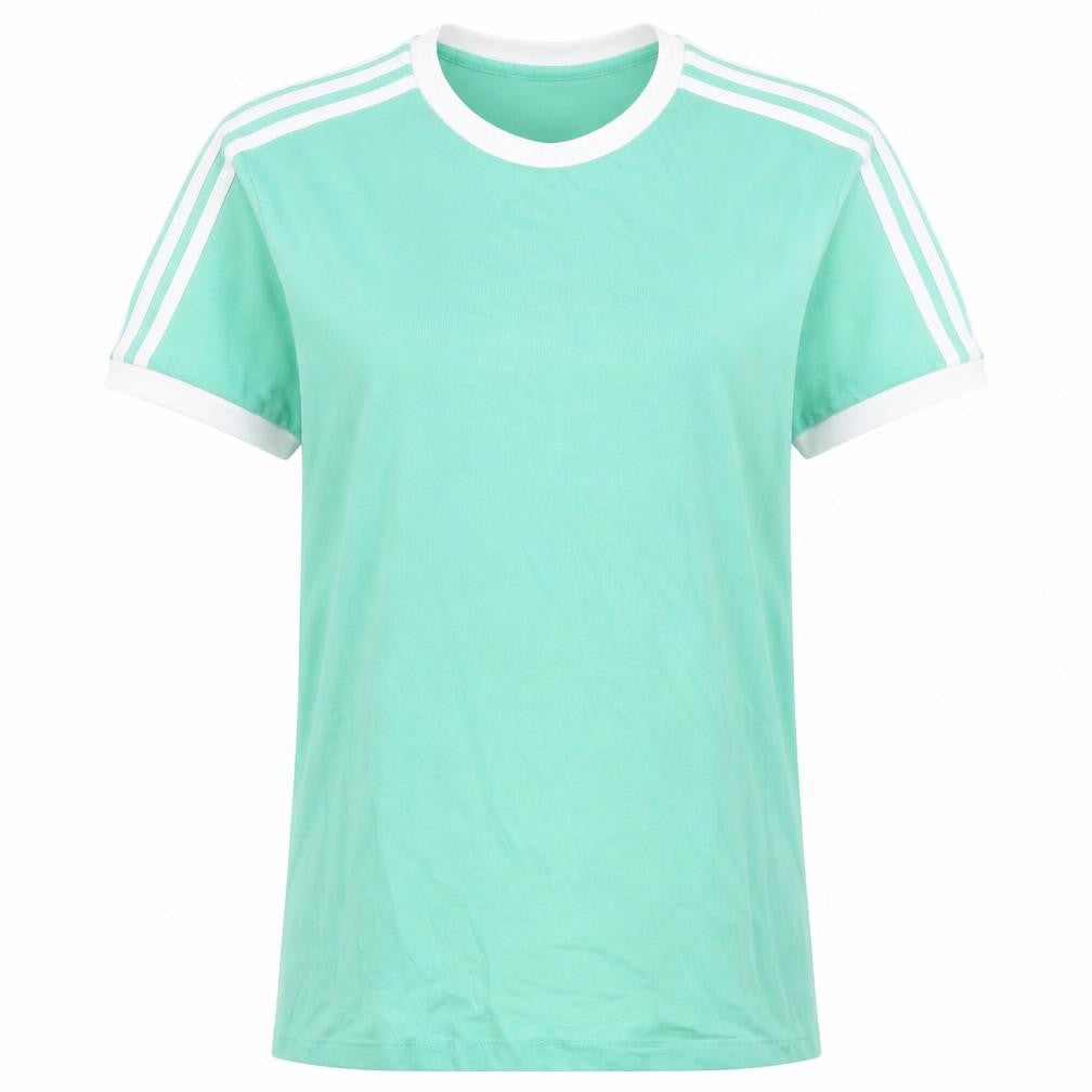 Adidas Womens Green Ringer Crew Neck T-Shirt Size 12