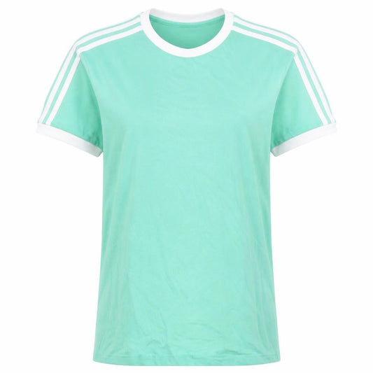 Adidas Womens Green Ringer Crew Neck T-Shirt Size 12