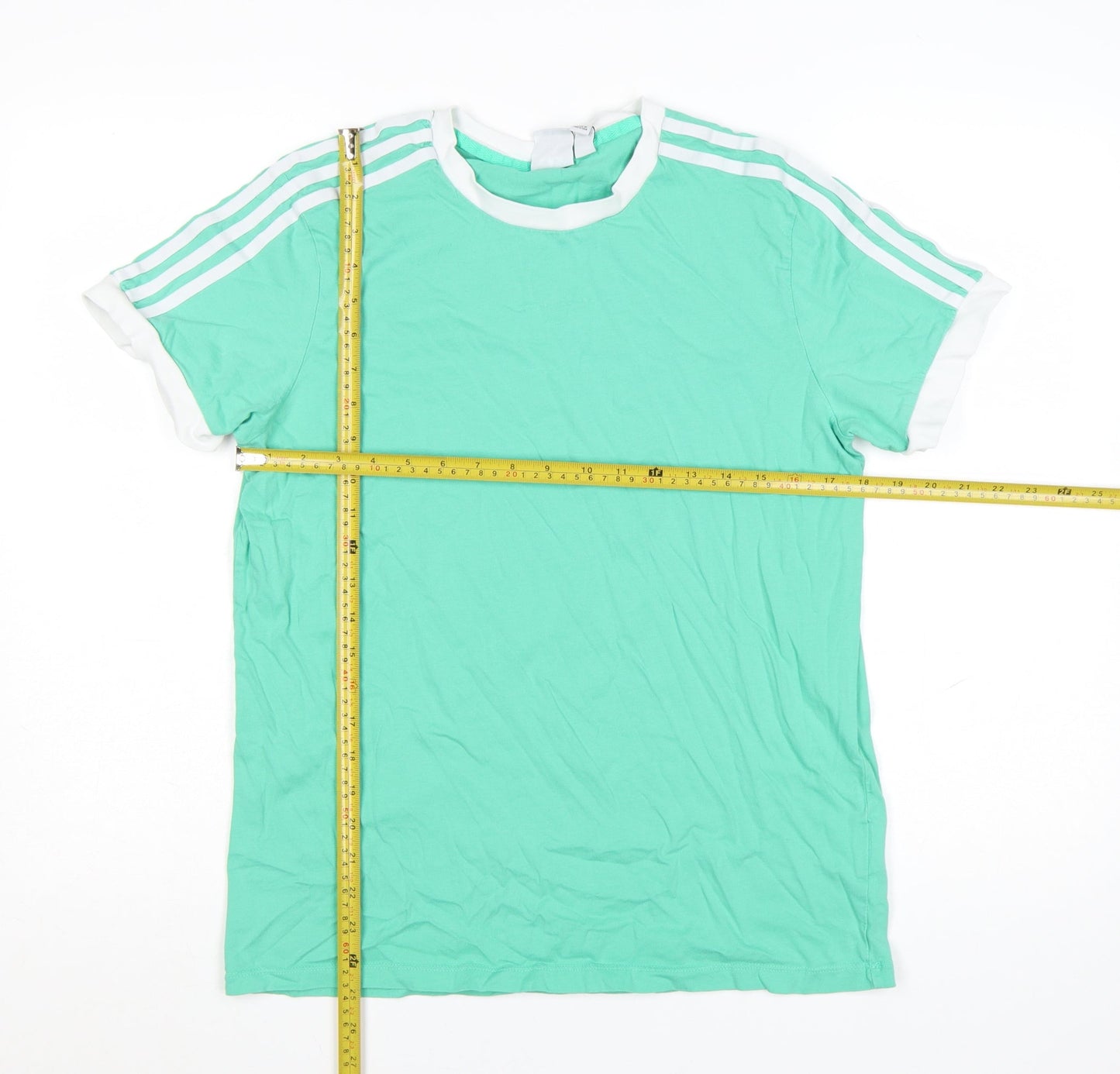 Adidas Womens Green Ringer Crew Neck T-Shirt Size 12