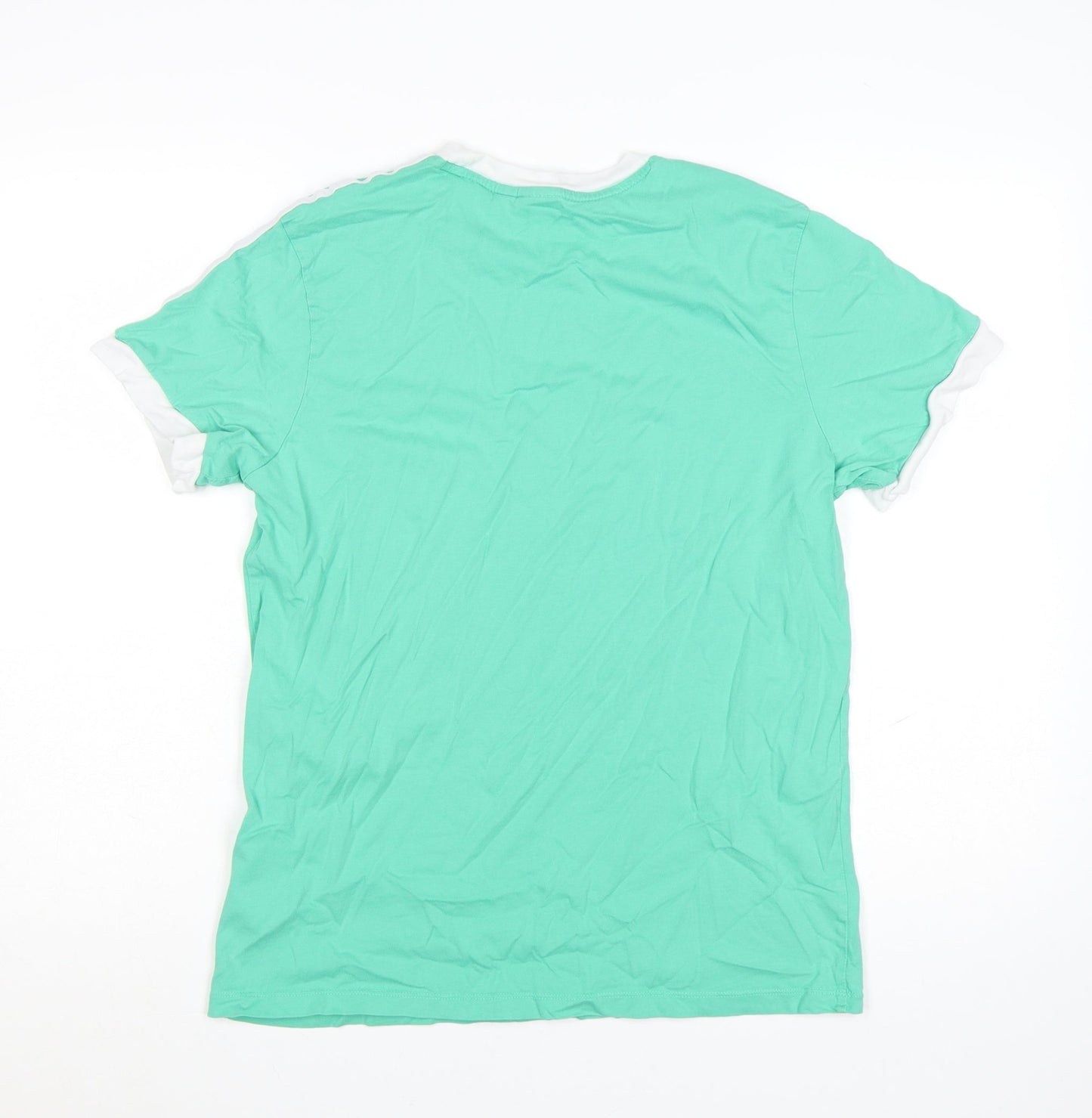 Adidas Womens Green Ringer Crew Neck T-Shirt Size 12