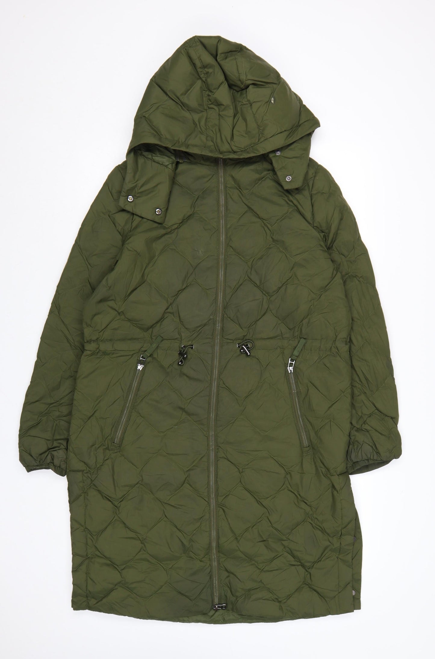 Marks and Spencer Women’s Green Long Quilted Puffer Coat Size 12