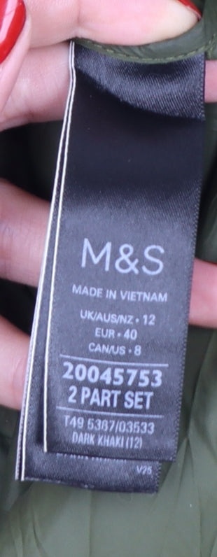 Marks and Spencer Women’s Green Long Quilted Puffer Coat Size 12