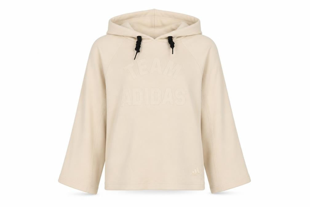Adidas Women's Beige XS Pullover Hoodie Team Logo Cotton Blend