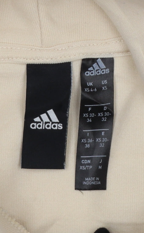 Adidas Women's Beige XS Pullover Hoodie Team Logo Cotton Blend