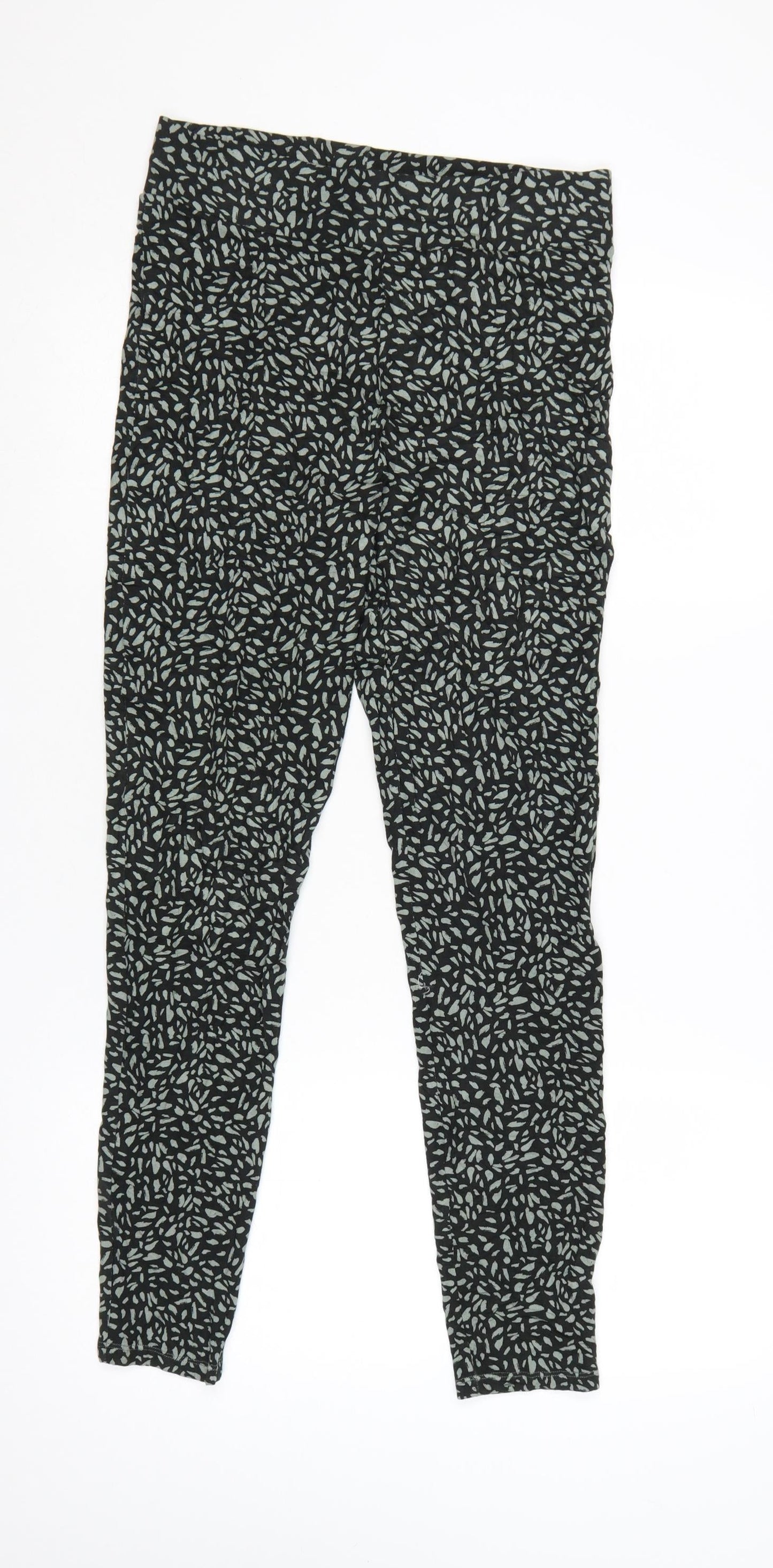 Marks and Spencer Womens Green Patterned Viscose Leggings Size 10 Regular