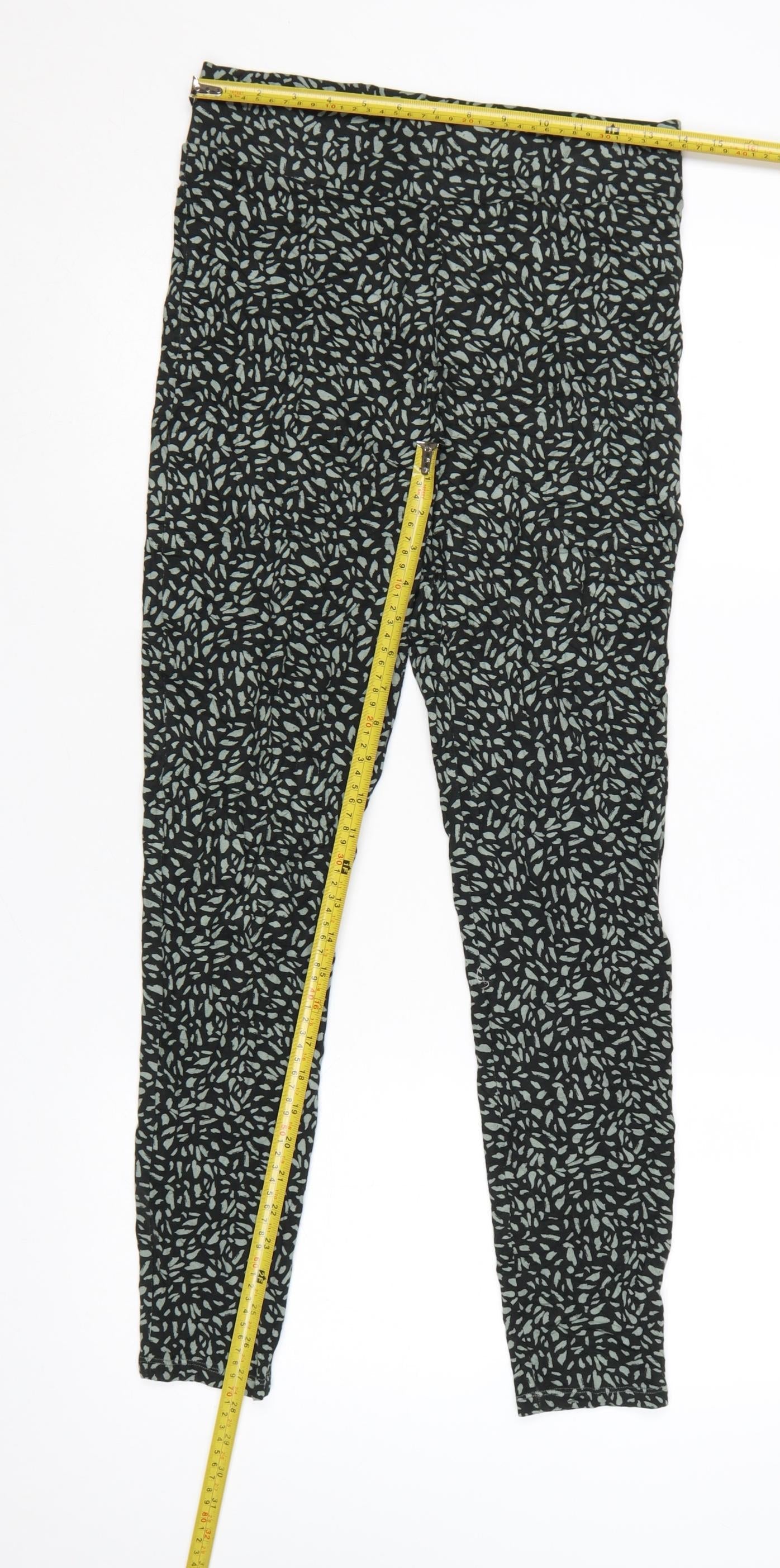Marks and Spencer Womens Green Patterned Viscose Leggings Size 10 Regular