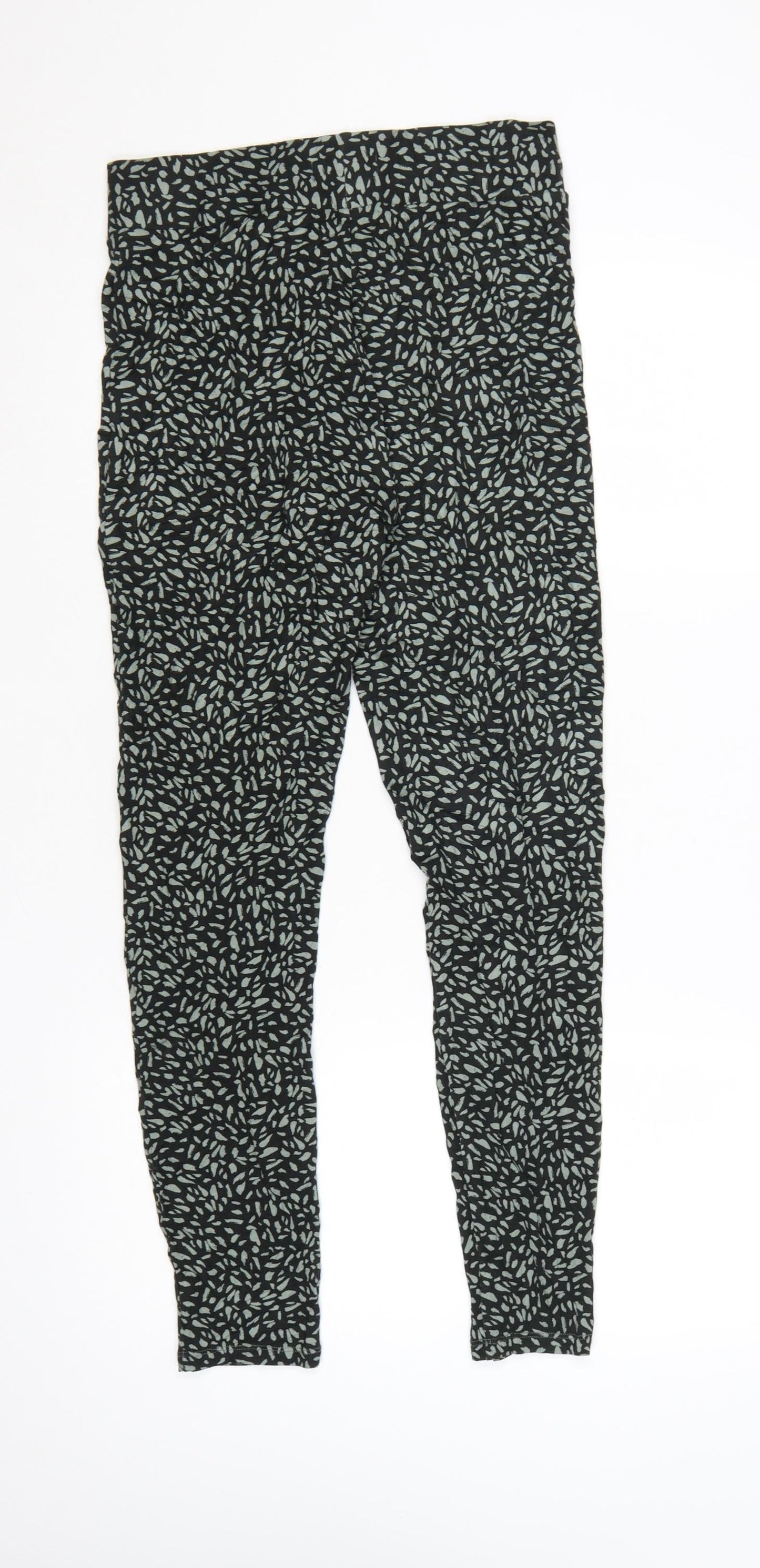 Marks and Spencer Womens Green Patterned Viscose Leggings Size 10 Regular