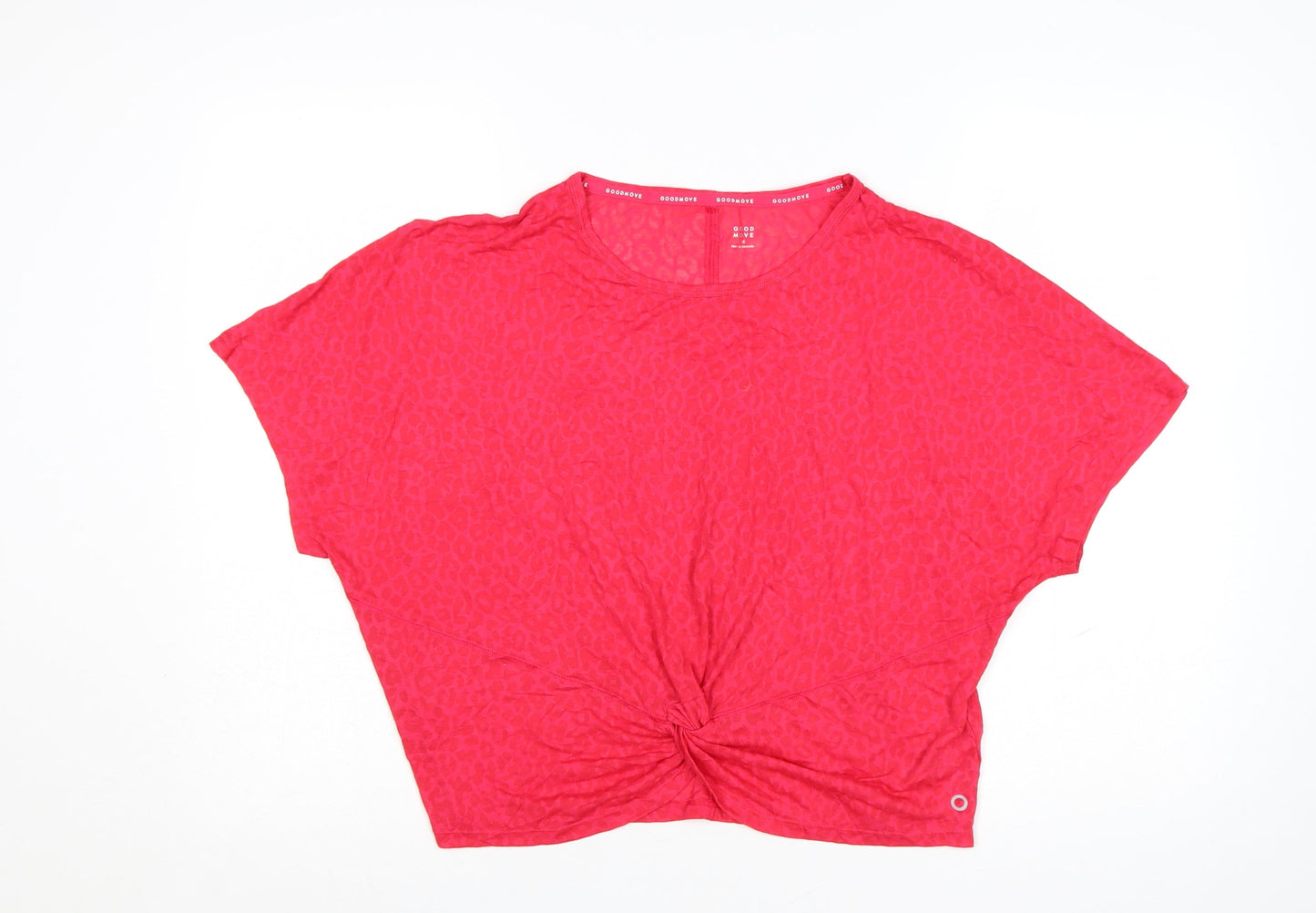 Marks and Spencer Goodmove Red Animal Print Cropped Women's T-Shirt Size 16