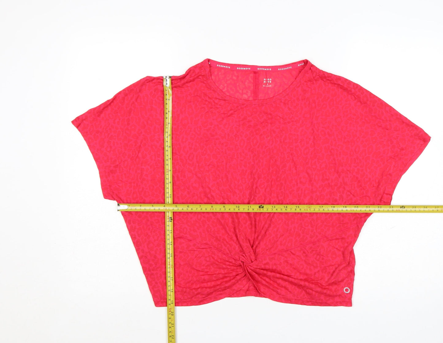 Marks and Spencer Goodmove Red Animal Print Cropped Women's T-Shirt Size 16