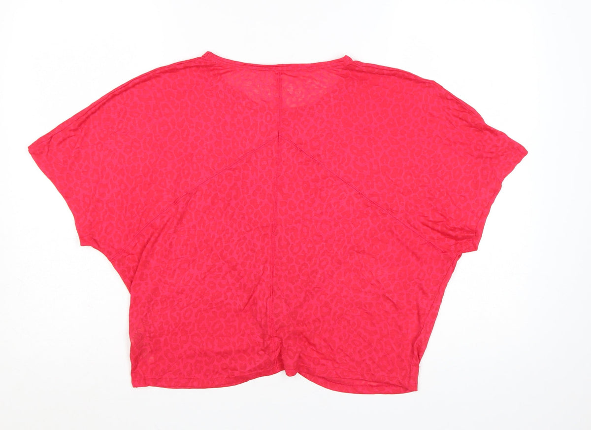 Marks & Spencer Goodmove Red Animal Print Cropped Women's T-Shirt Size 16