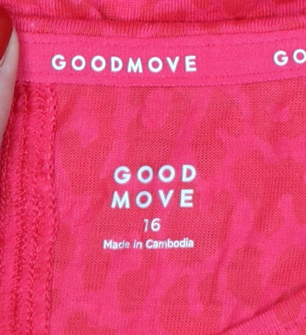 Marks and Spencer Goodmove Red Animal Print Cropped Women's T-Shirt Size 16