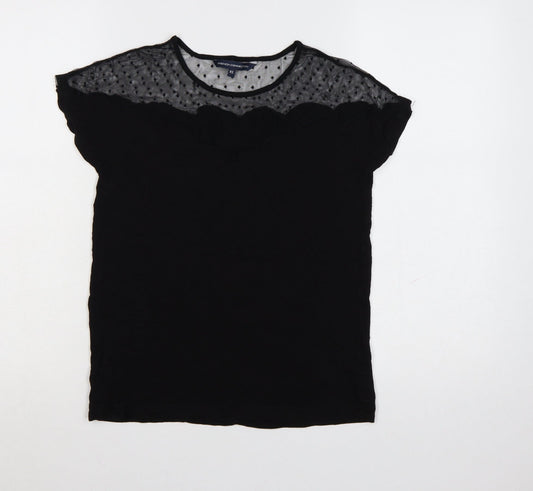 French Connection Womens Black Mesh Detail Tunic Blouse XS