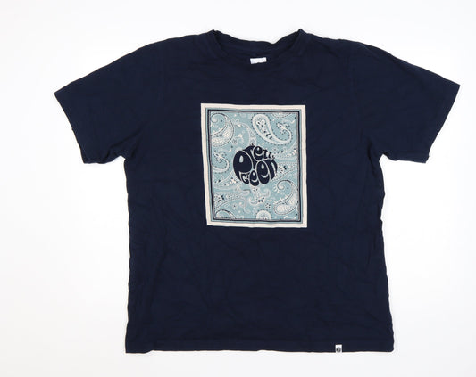 Pretty Green Men's Navy Blue Paisley Graphic T-Shirt XXL Cotton