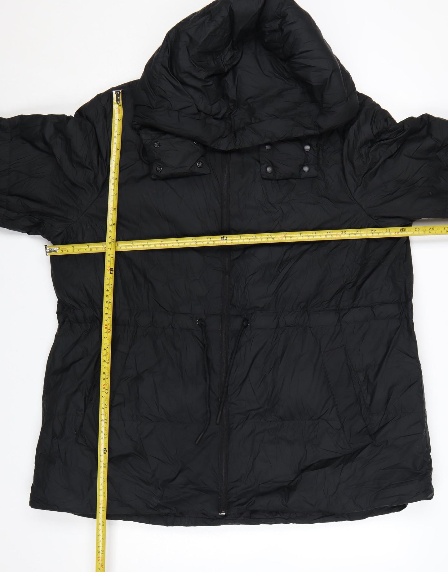 Marks and Spencer Womens Black Long Puffer Coat Size 20 Hooded Down Warm