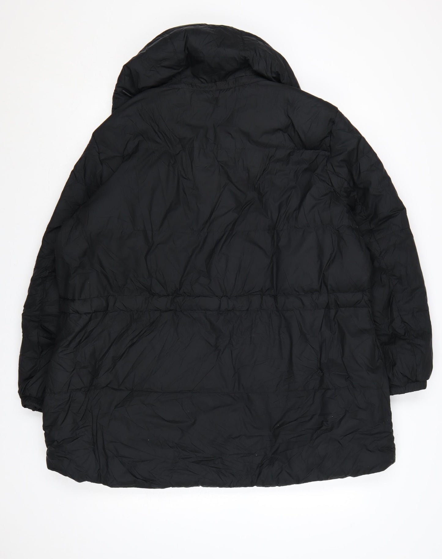 Marks and Spencer Womens Black Long Puffer Coat Size 20 Hooded Down Warm