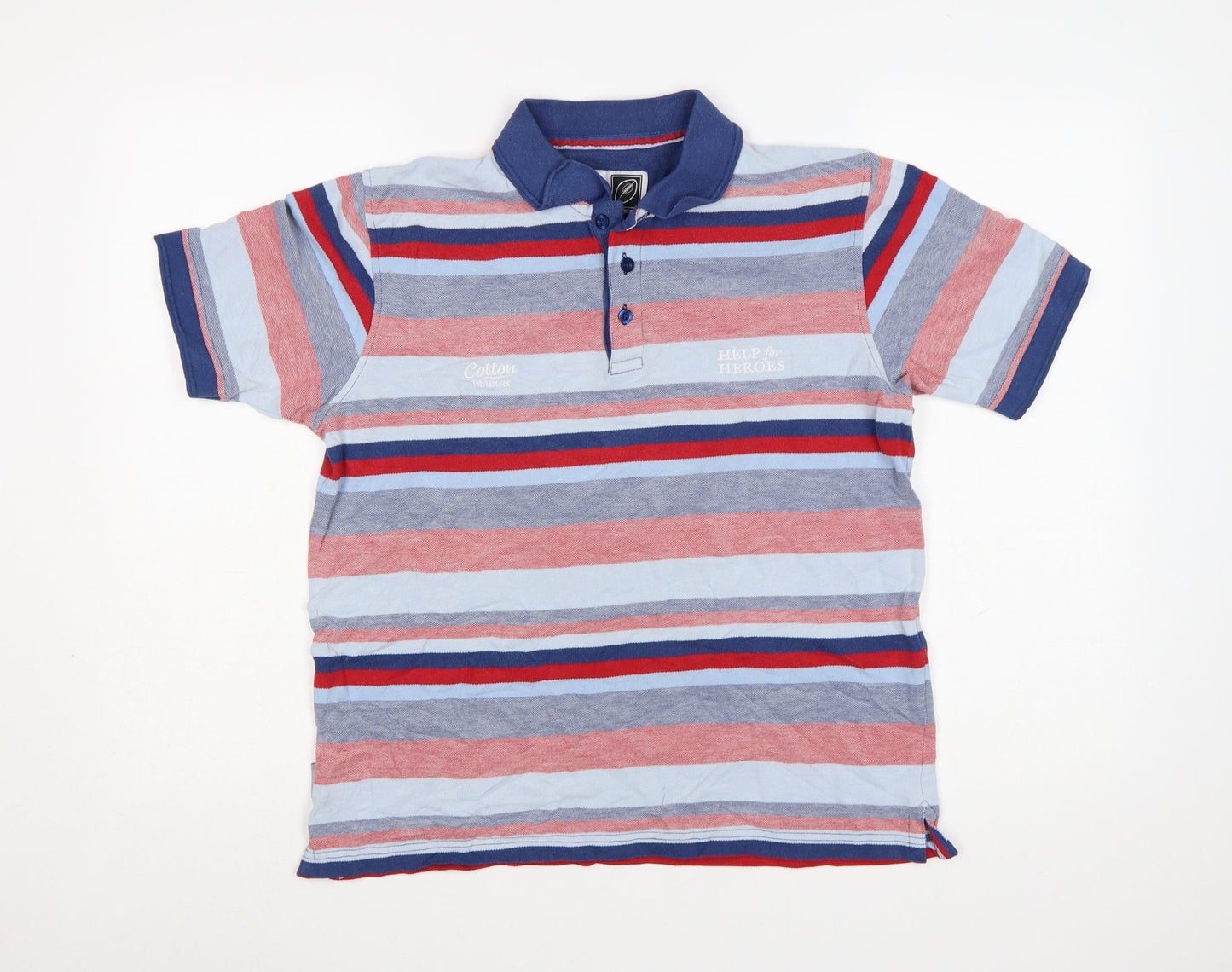 Cotton Traders Men's Multicoloured Striped Polo Shirt Size S