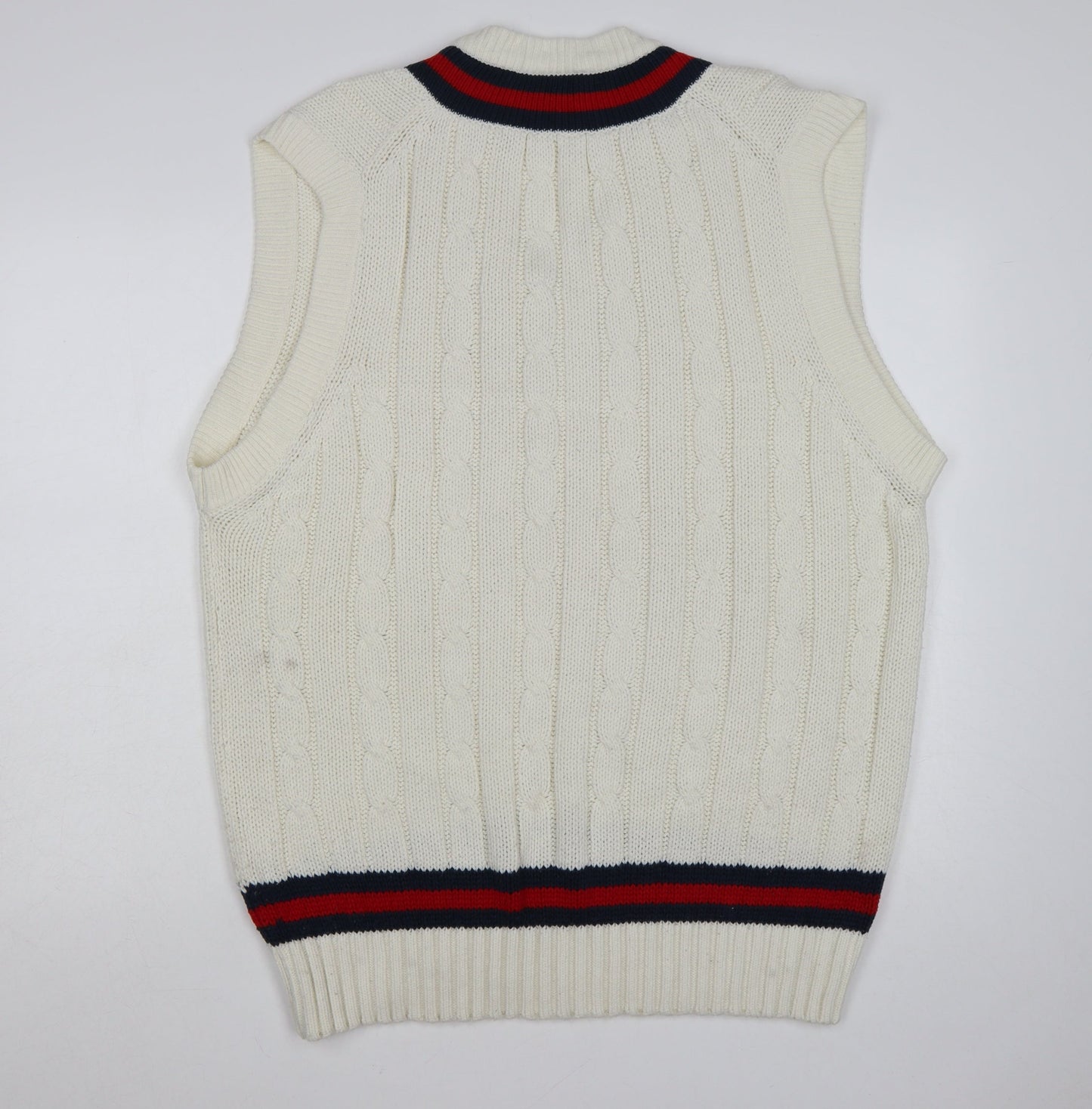 Readers Men's Ivory Cable-Knit Cricket Vest 2XL Acrylic Jumper