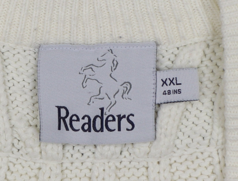 Readers Men's Ivory Cable-Knit Cricket Vest 2XL Acrylic Jumper