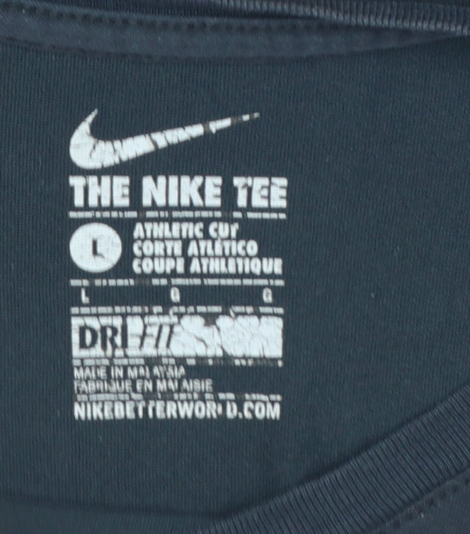 Nike Men's Black Dri-FIT Athletic Fit Crew Neck T-Shirt Size L