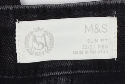 Marks and Spencer Men's Black Slim Fit Denim Jeans 32W 31L