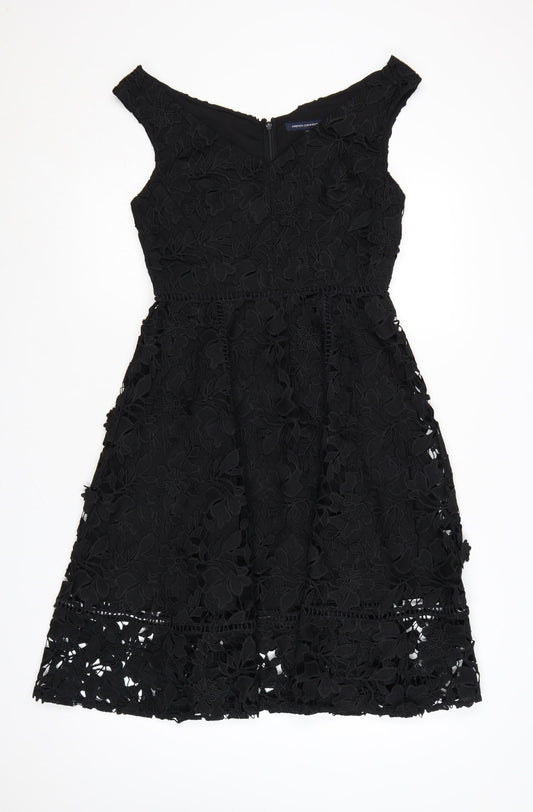 French Connection Women's Black Lace Fit & Flare Dress Size 10