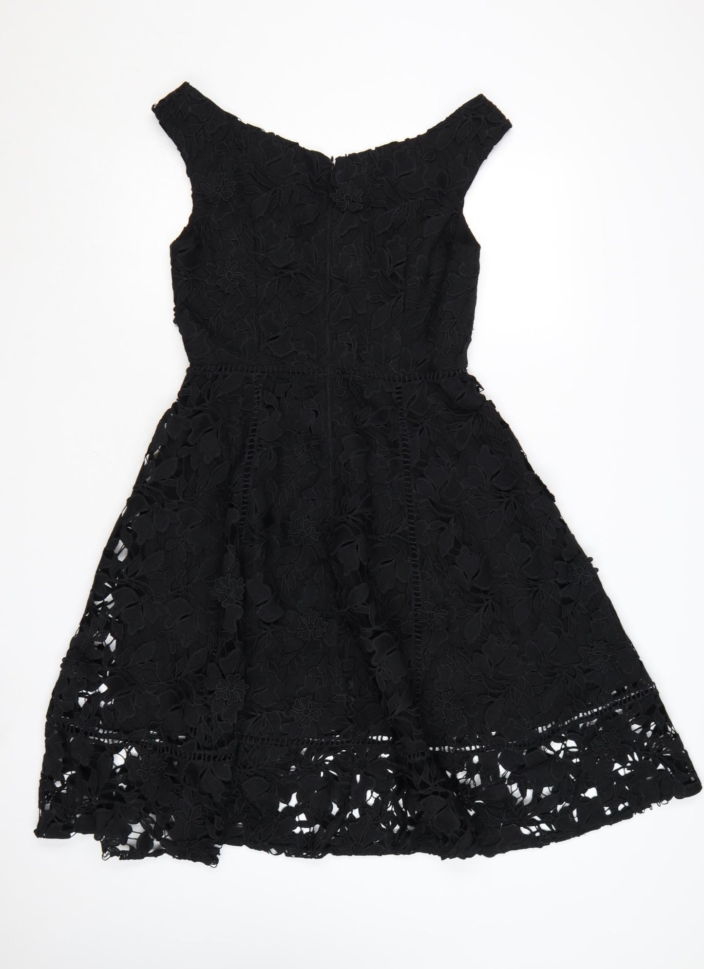 French Connection Women's Black Lace Fit & Flare Dress Size 10