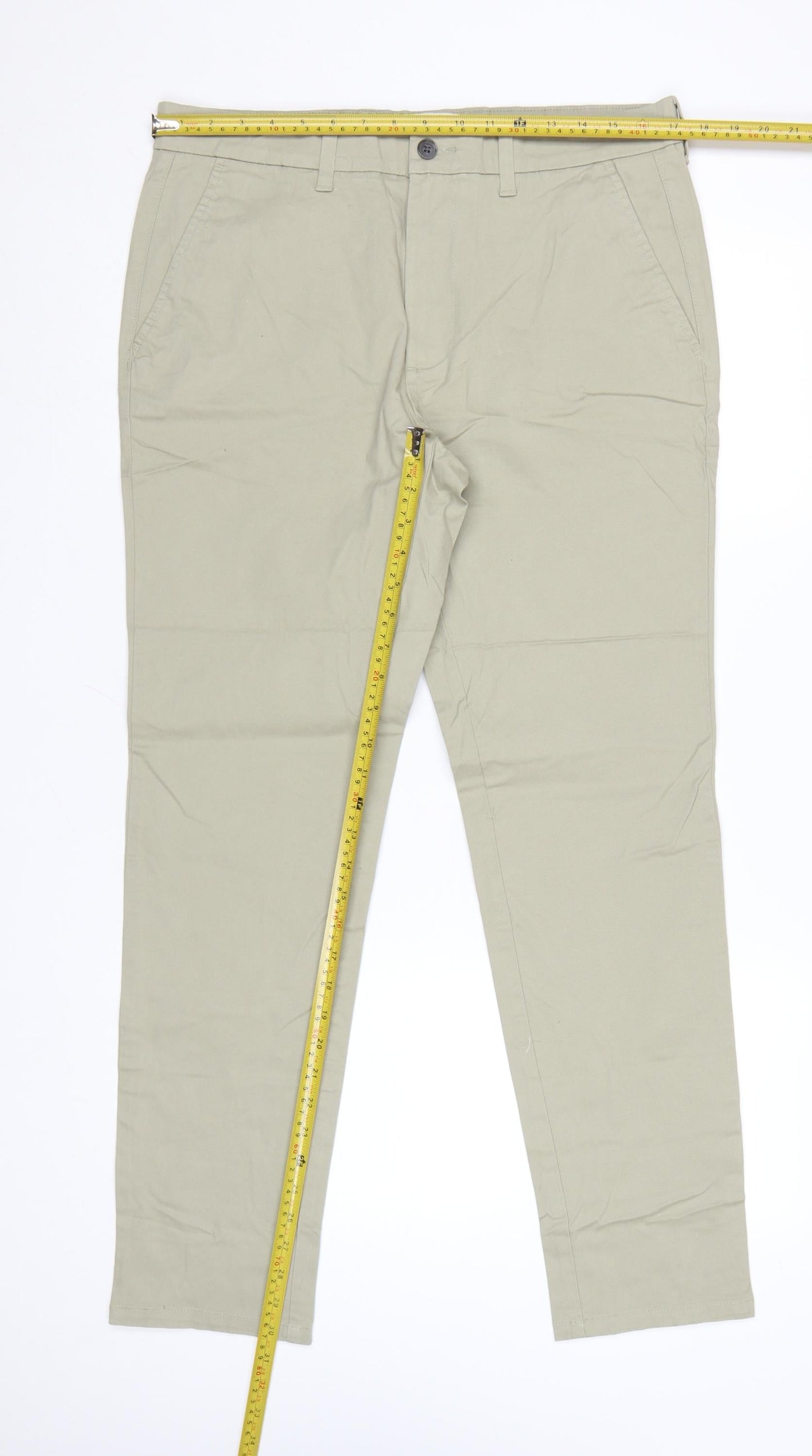 Marks and Spencer Men's Beige Slim Fit Chino Trousers 34W 31L
