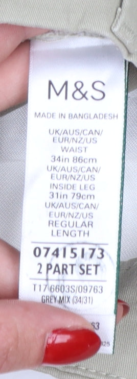 Marks and Spencer Men's Beige Slim Fit Chino Trousers 34W 31L